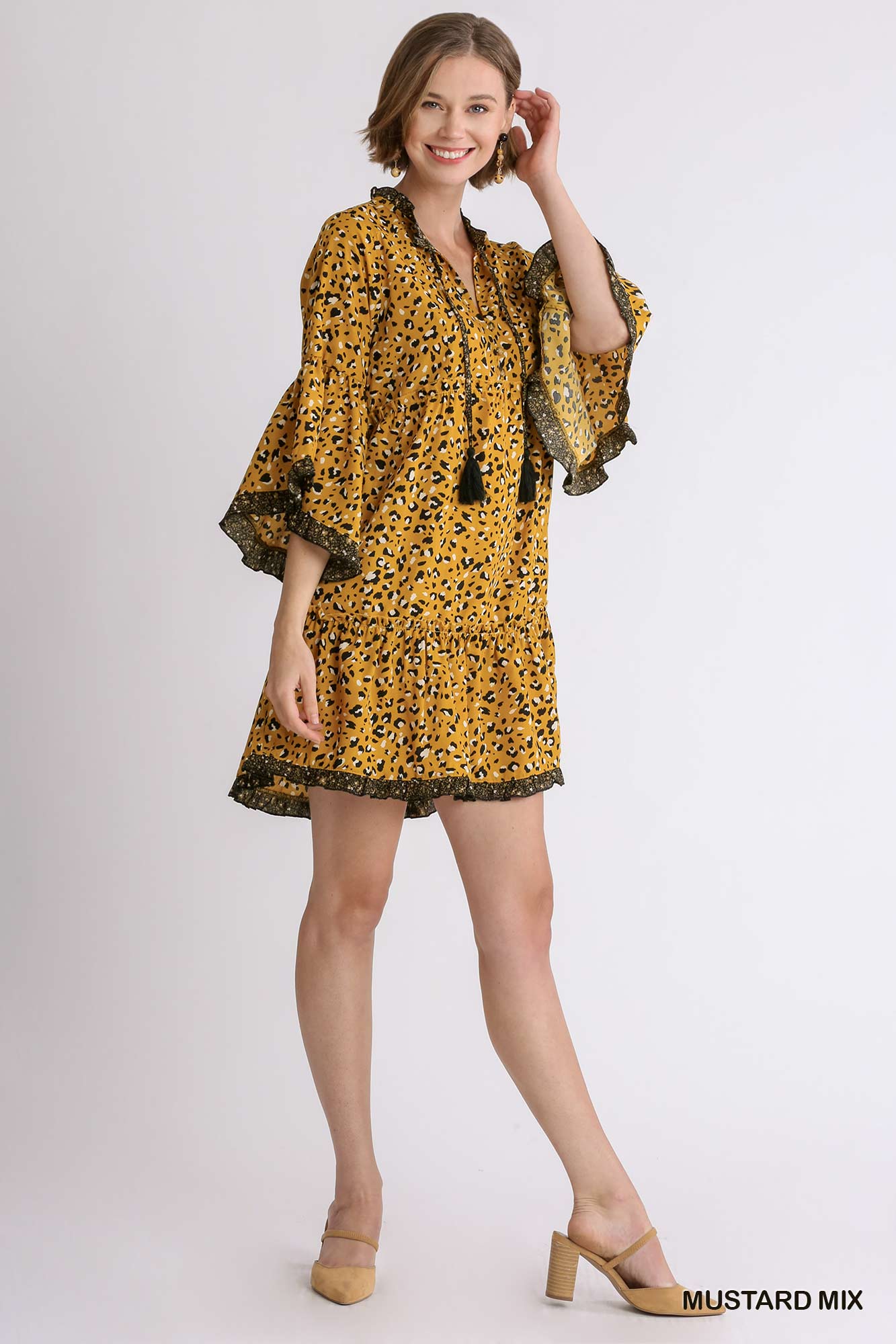 Tassel tie leopard print sale dress