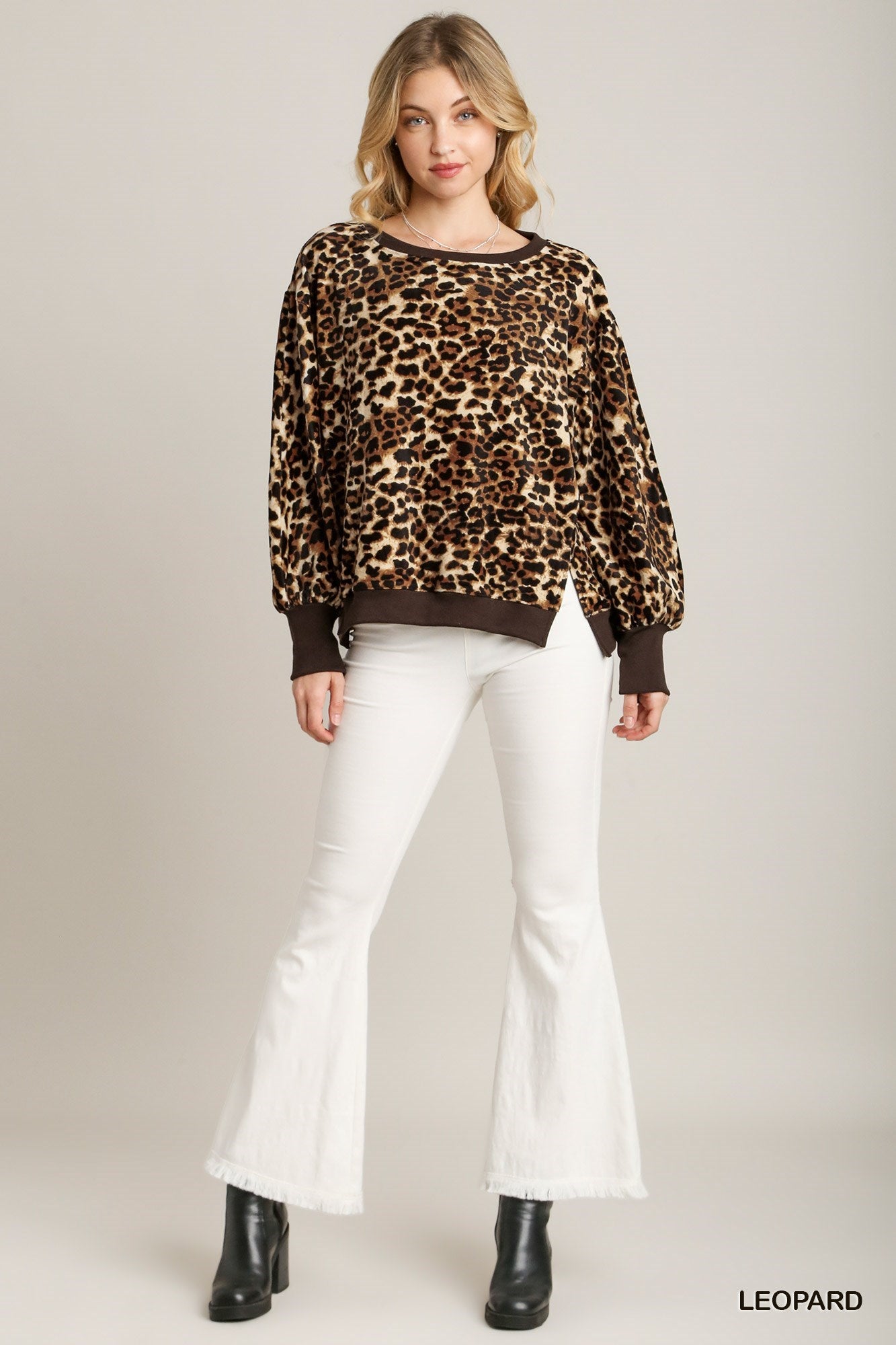 Womens leopard print sales sweatshirt