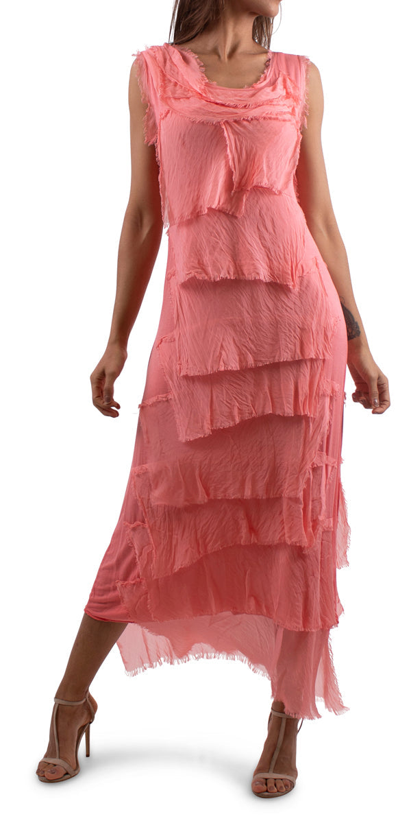 Coral silk hot sale dress