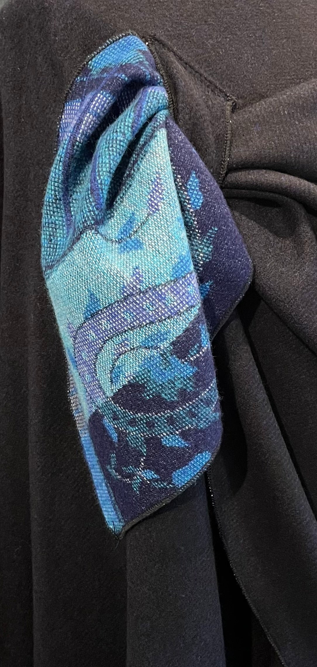 Blue & Turquoise Reverses to Black Cashmere Shawl