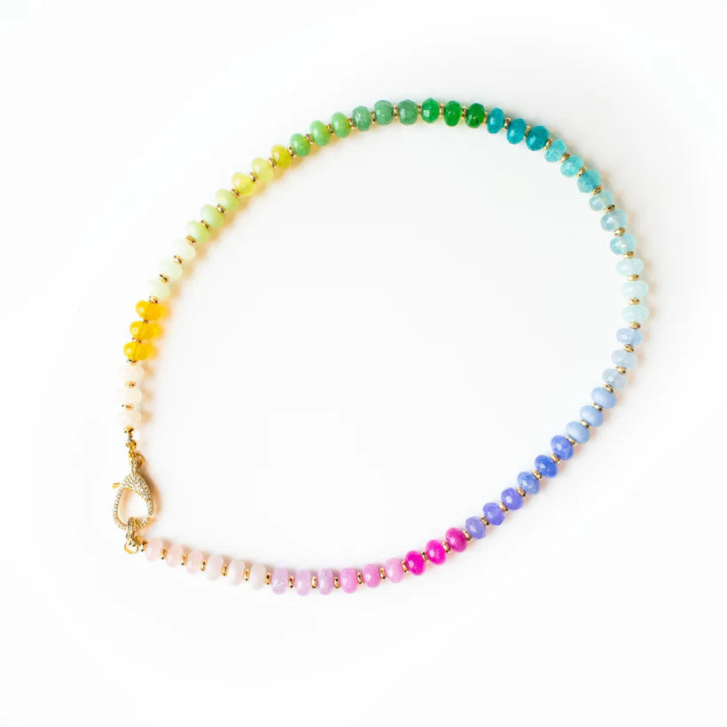 Faceted Gemstone Necklace- Rainbow