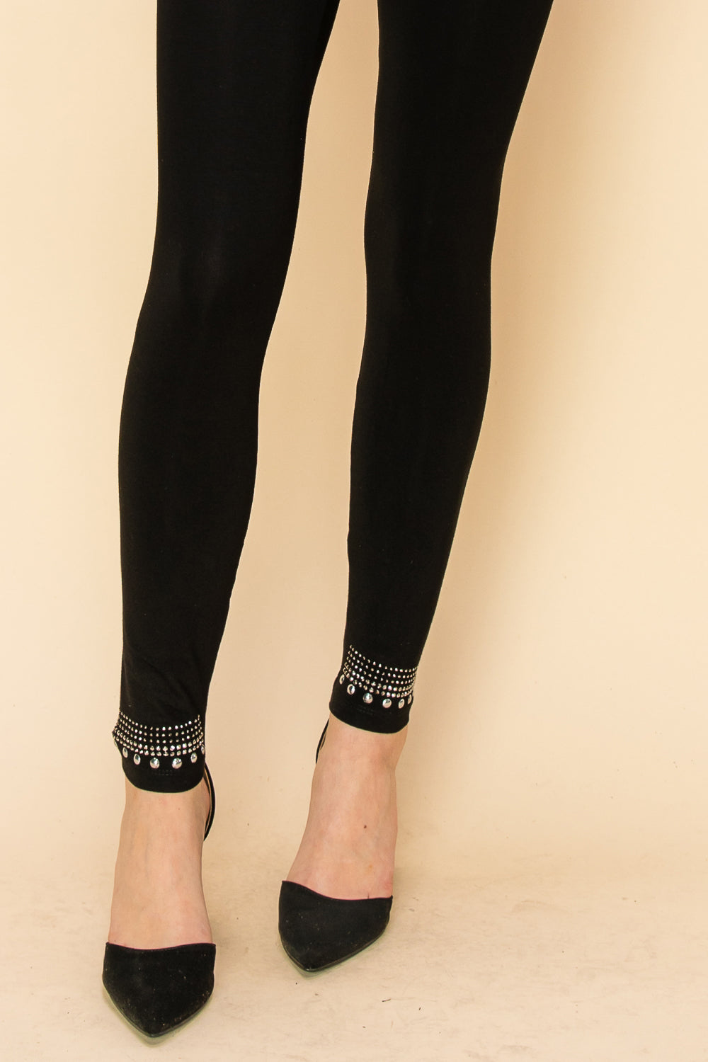 Only Laura Embellished Panel Leggings in Black | iCLOTHING - iCLOTHING