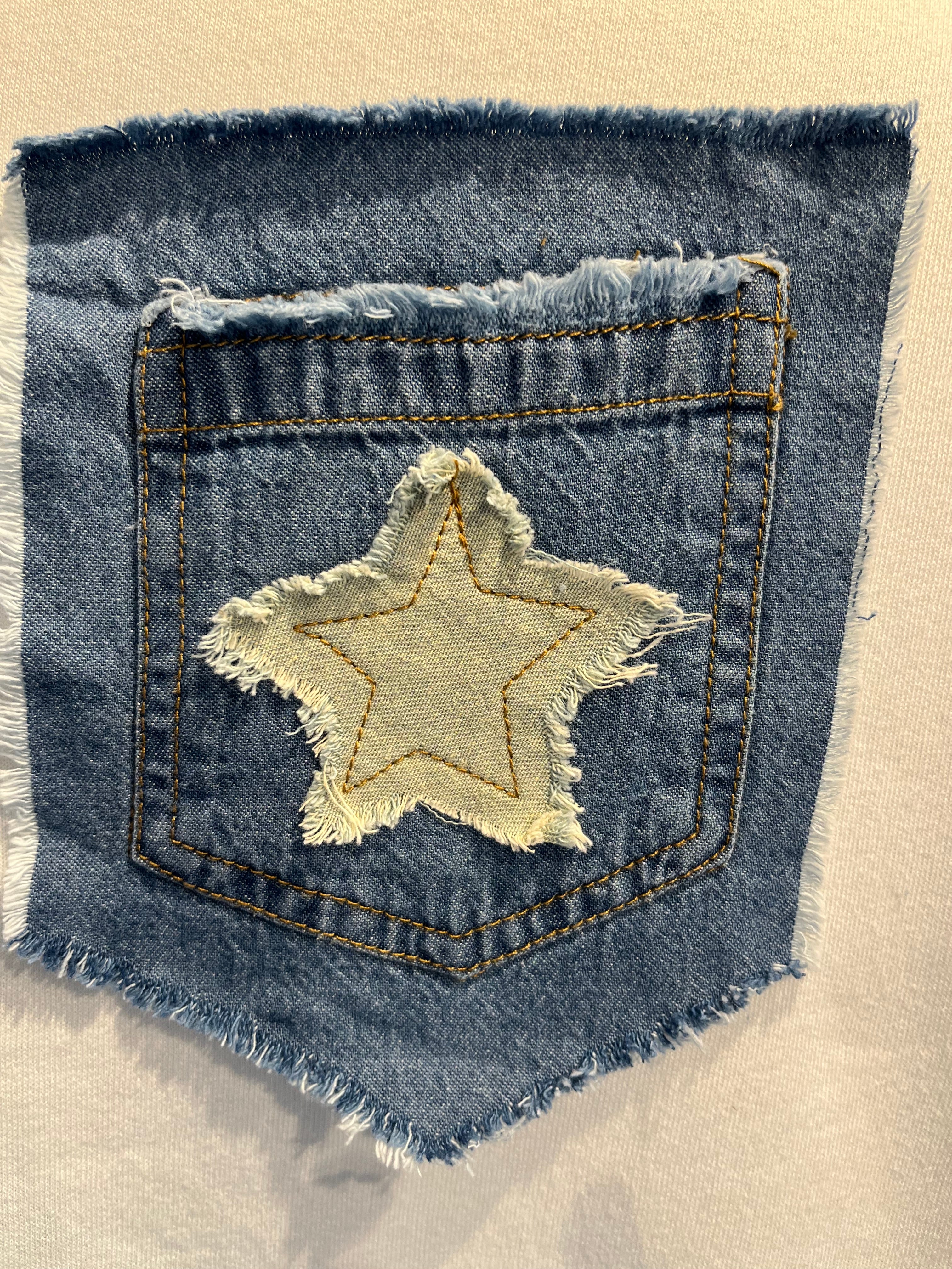 Denim Mix w/ Big Star Appliquéd Fleece Top