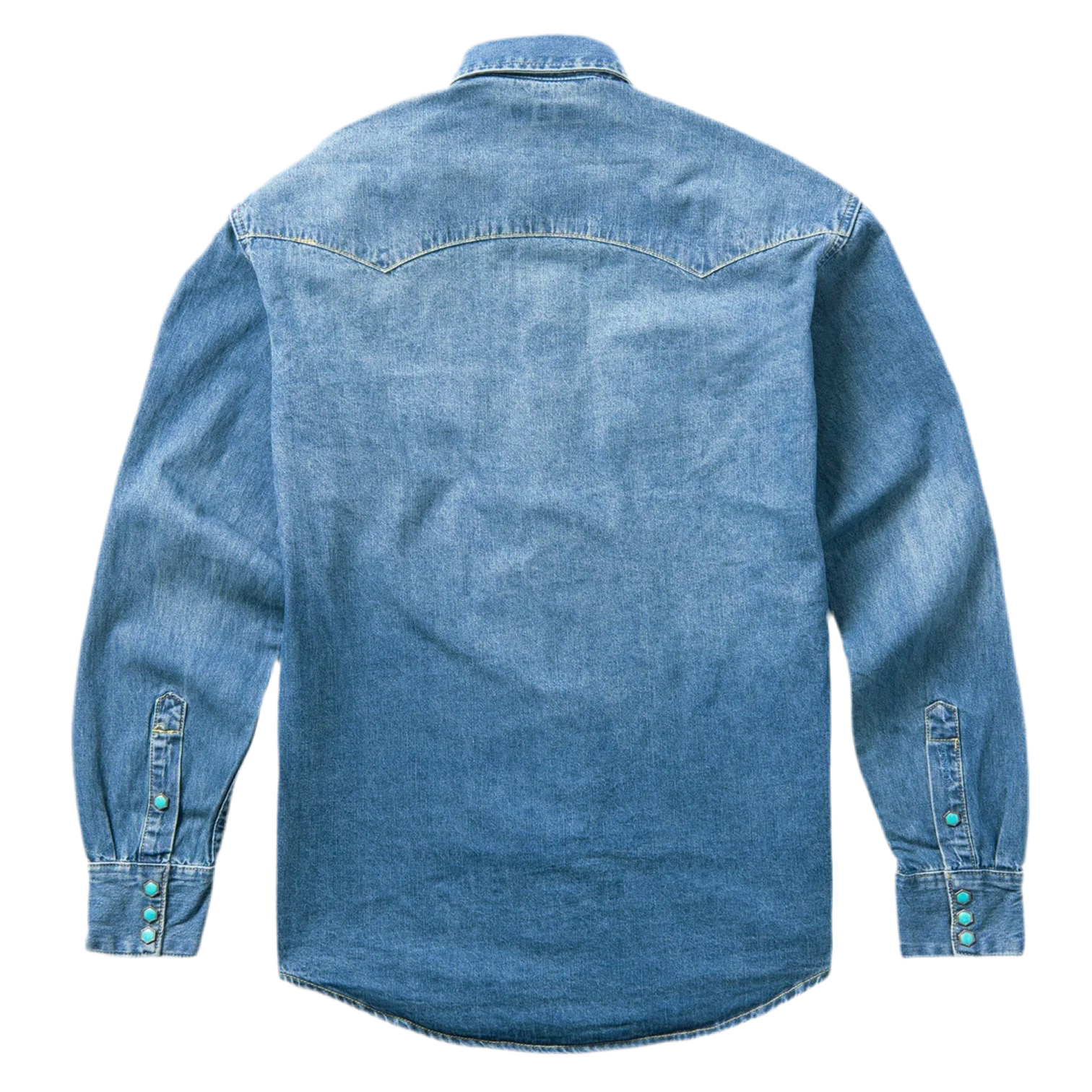 Turquoise Snap Western Denim Shirt