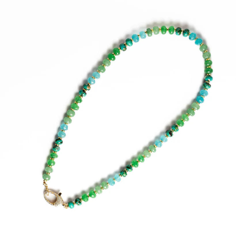 Faceted Gemstone Necklace- Jade