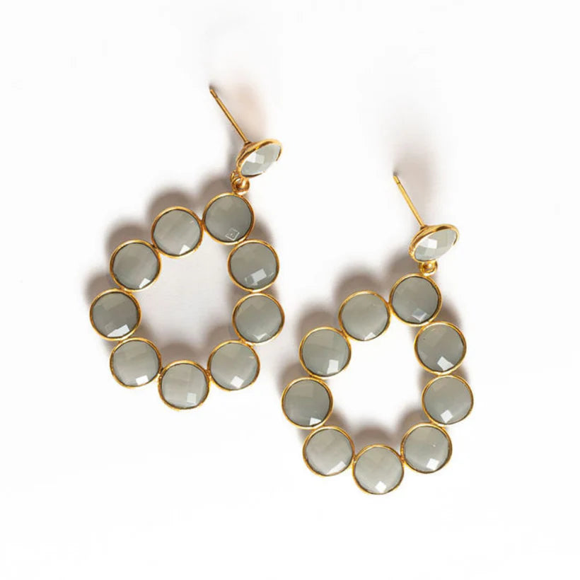 Gemstone Teardrop Earring- Grey