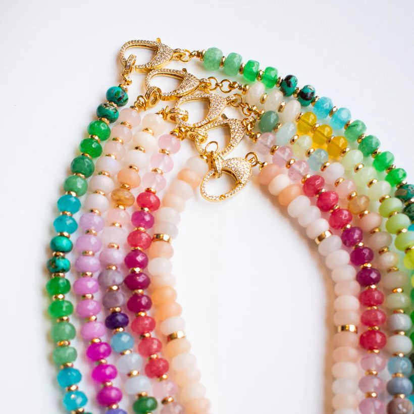 Faceted Gemstone Necklace- Rainbow