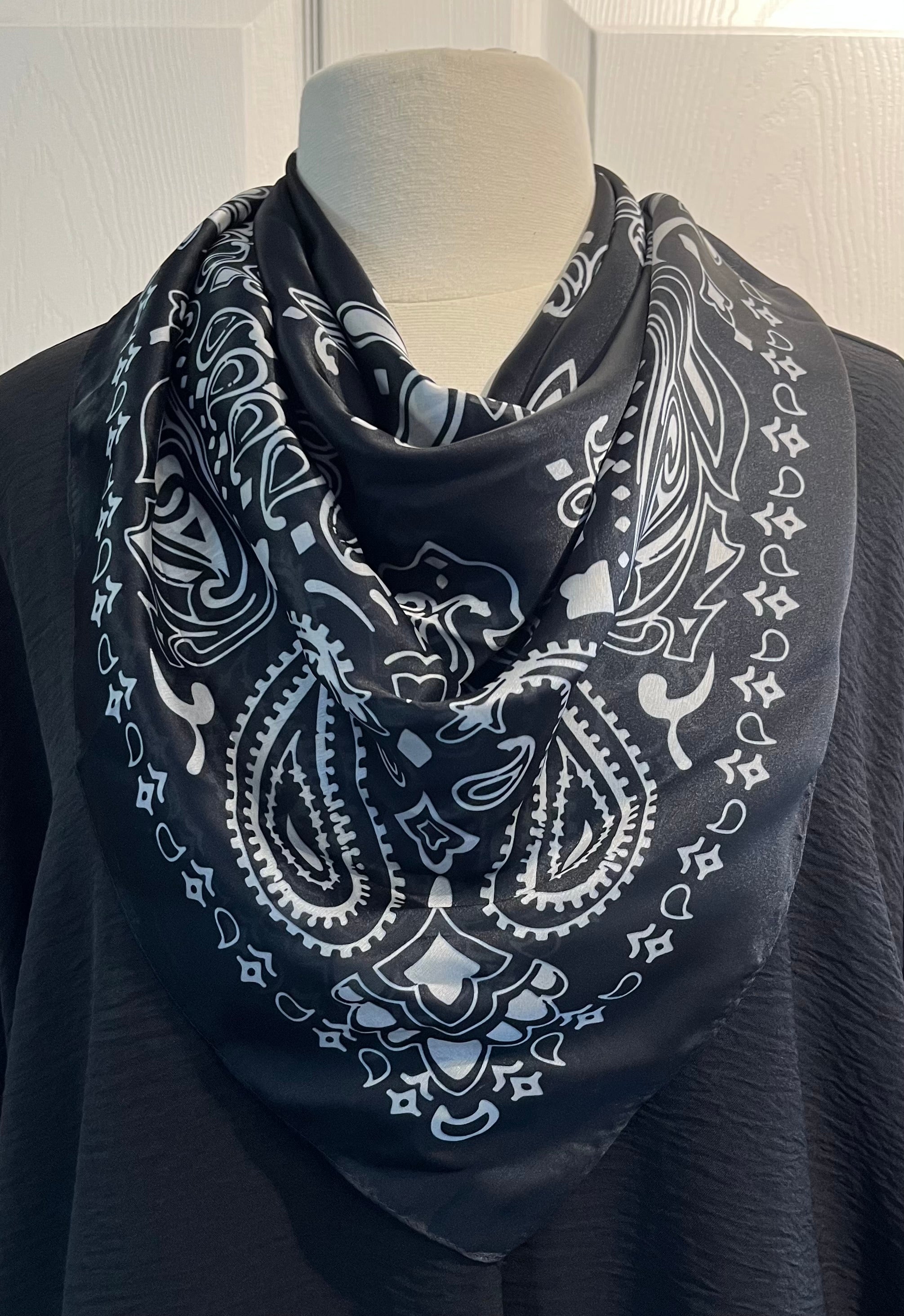 Reversible Black to Navy Bandana Silk Wild Rag