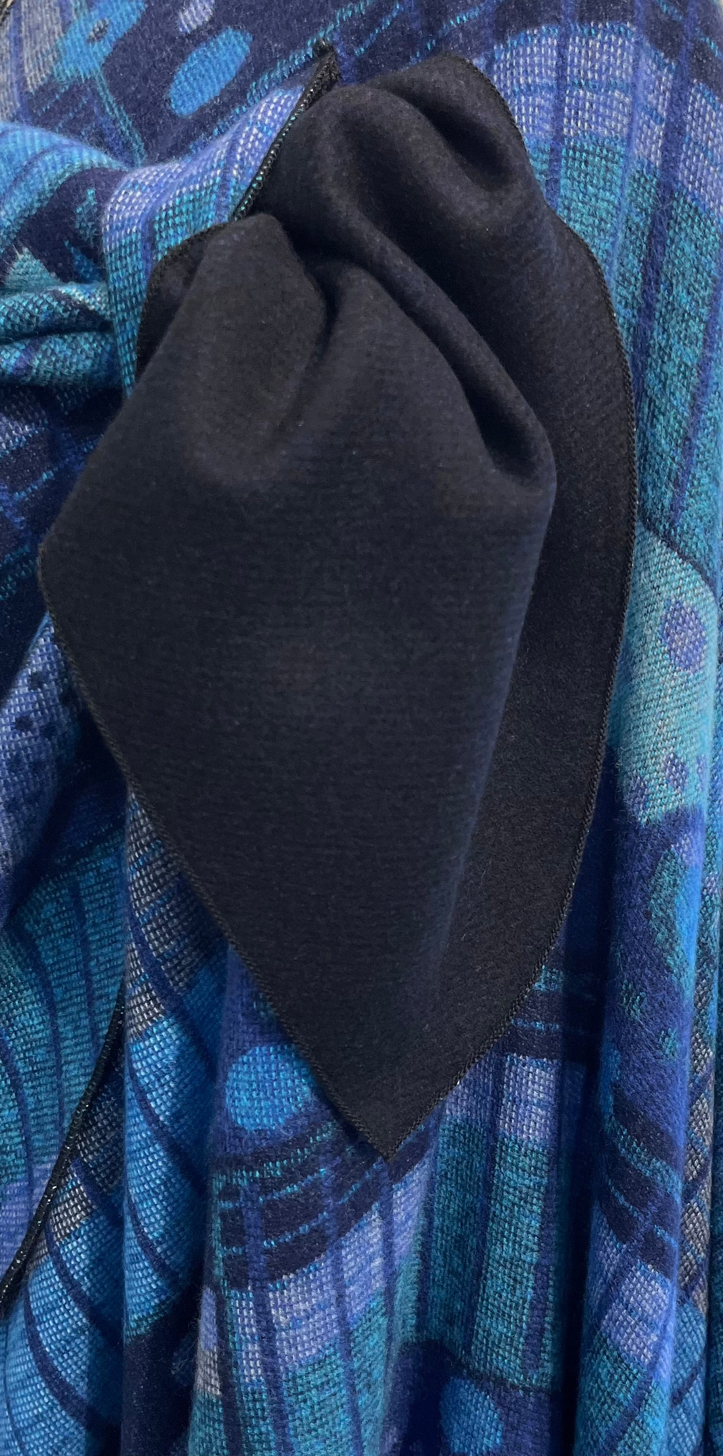 Blue & Turquoise Reverses to Black Cashmere Shawl