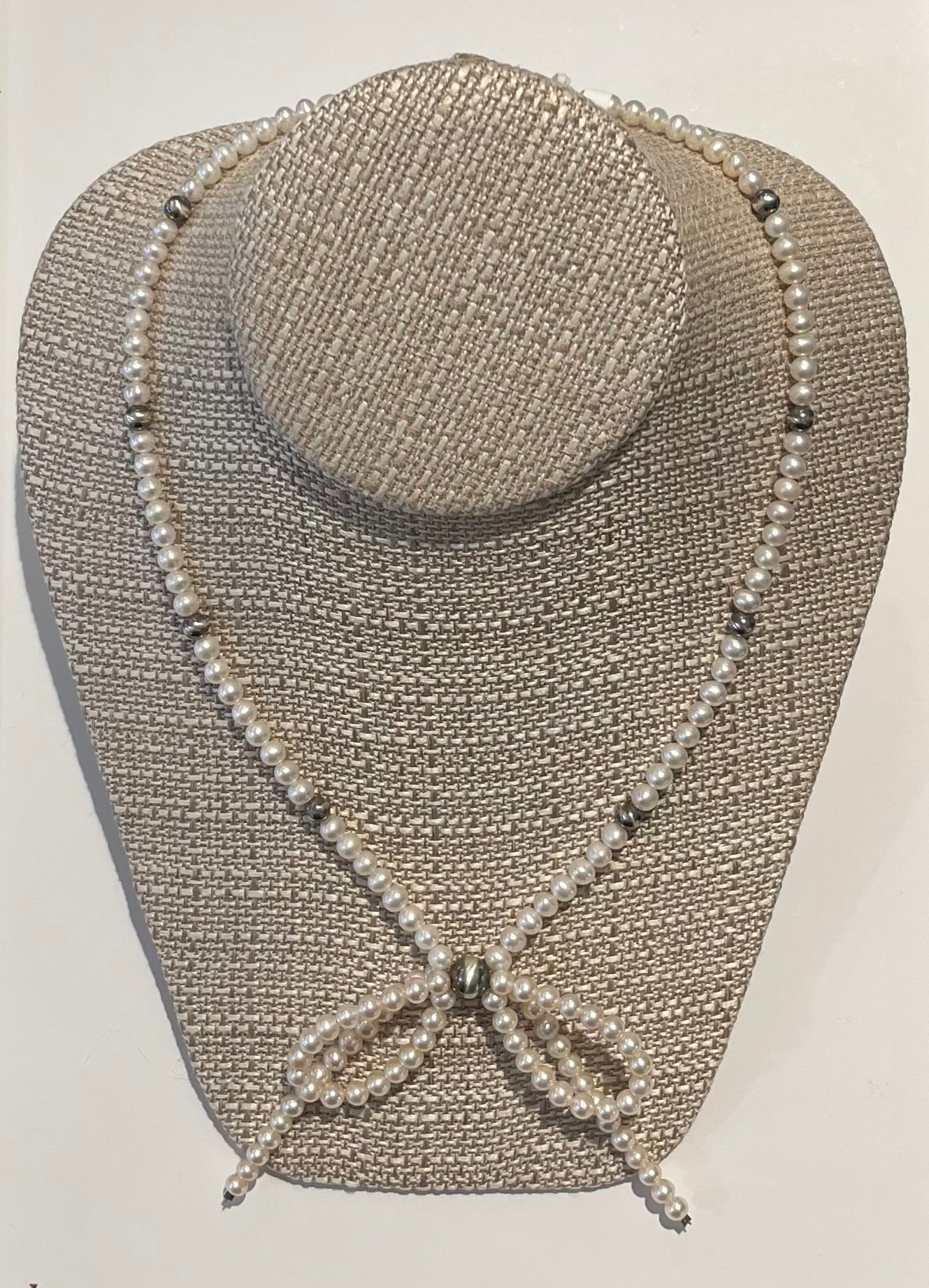 Fresh Water Pearl & Navajo Pearl Bow Necklace