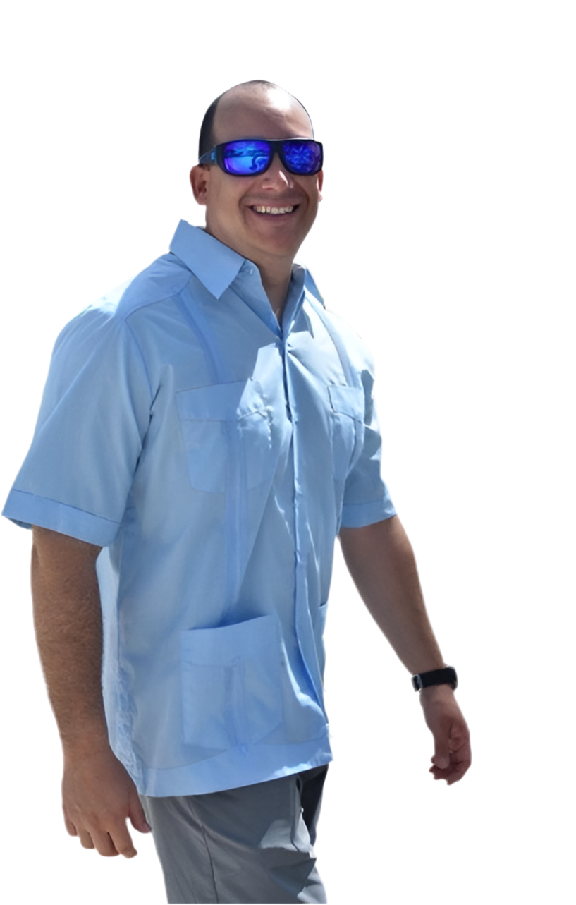 Men's Blue Short Sleeve Guayabera