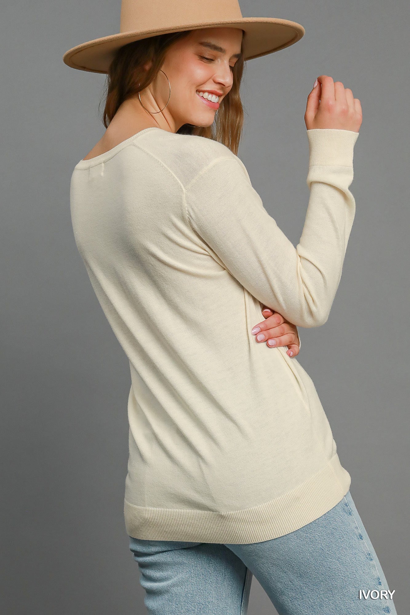 Ivory Lightweight V-Neck Sweater