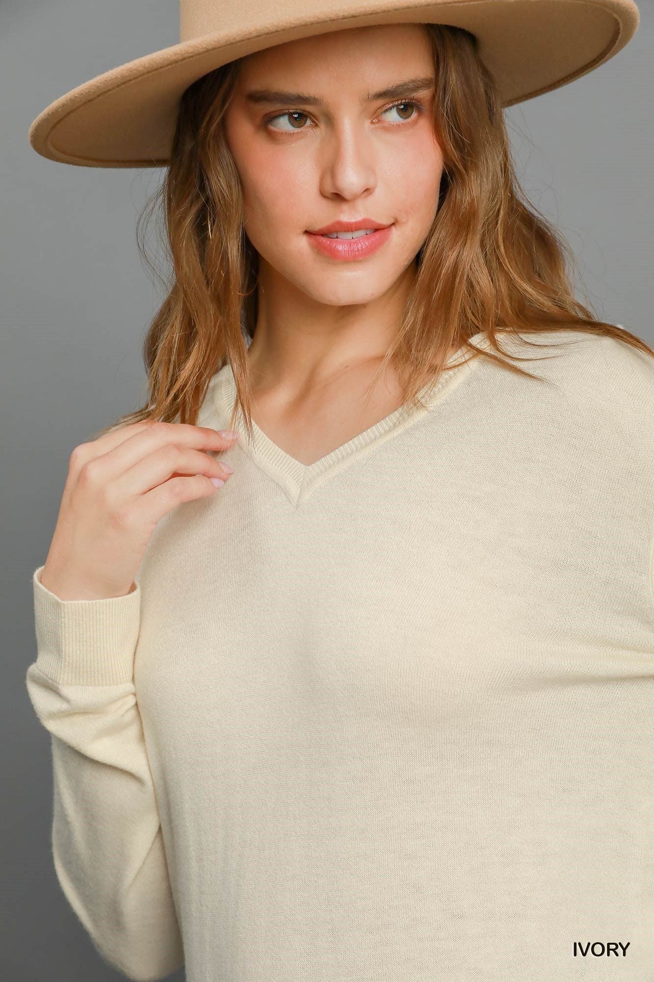 Ivory Lightweight V-Neck Sweater