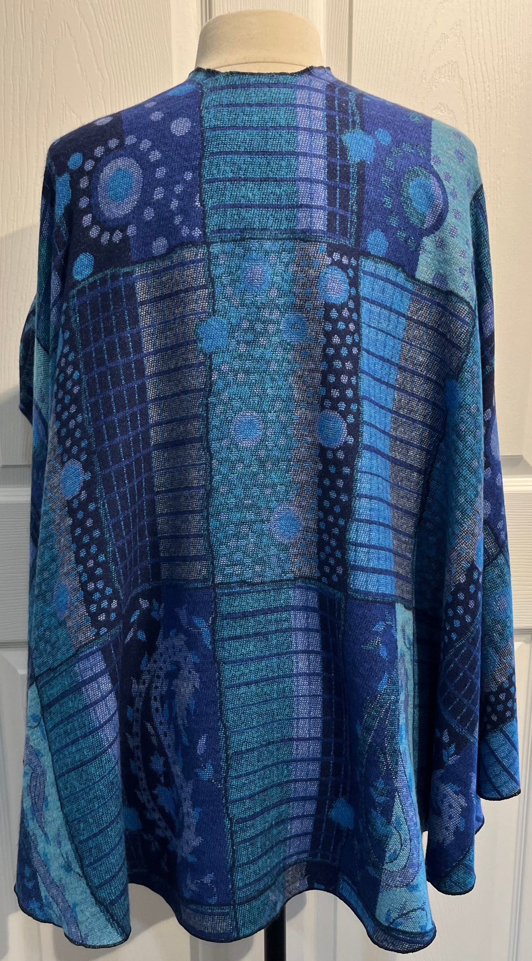 Blue & Turquoise Reverses to Black Cashmere Shawl