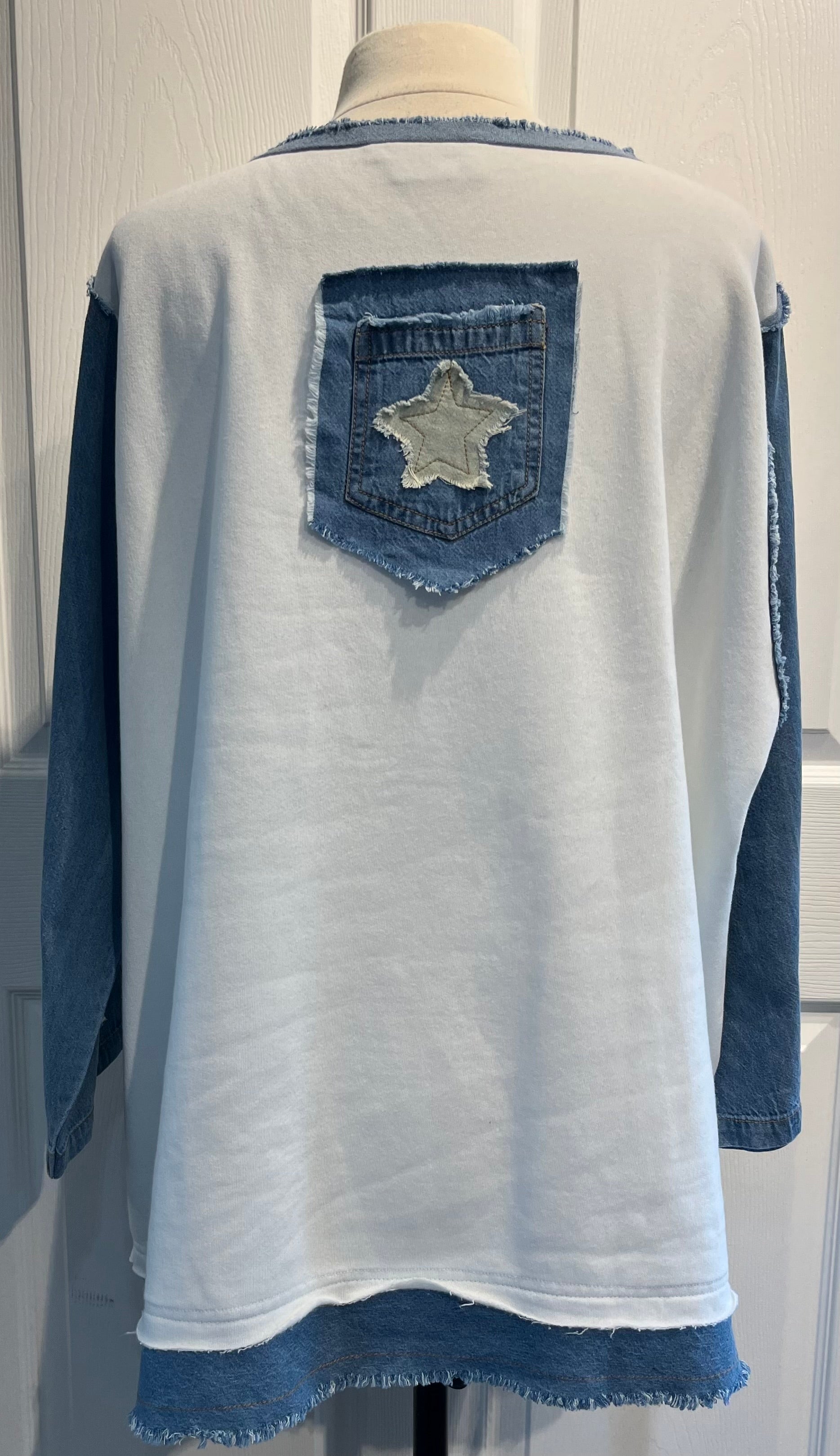 Denim Mix w/ Big Star Appliquéd Fleece Top