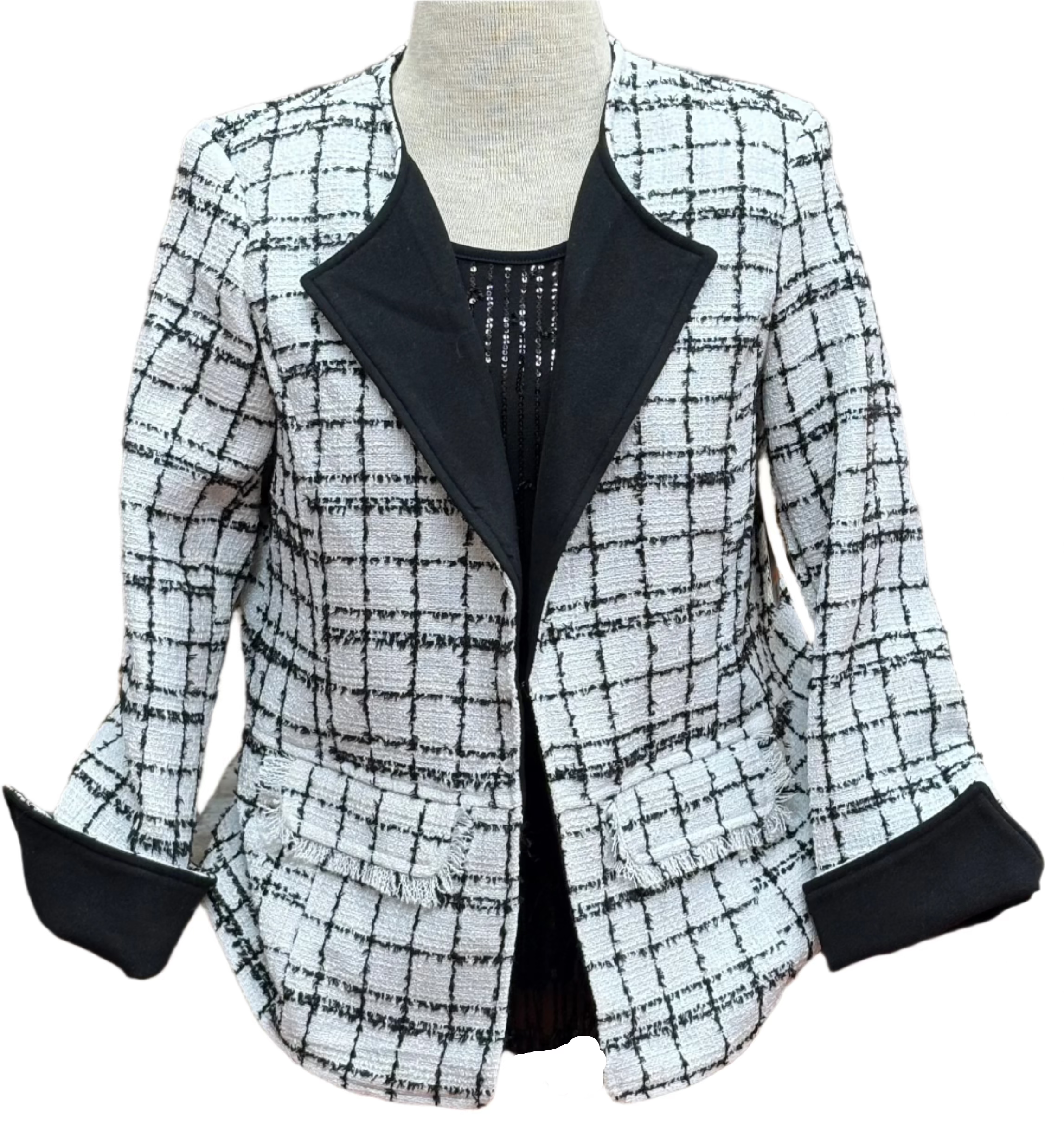 Black & White Tweed Short Jacket by Multiples