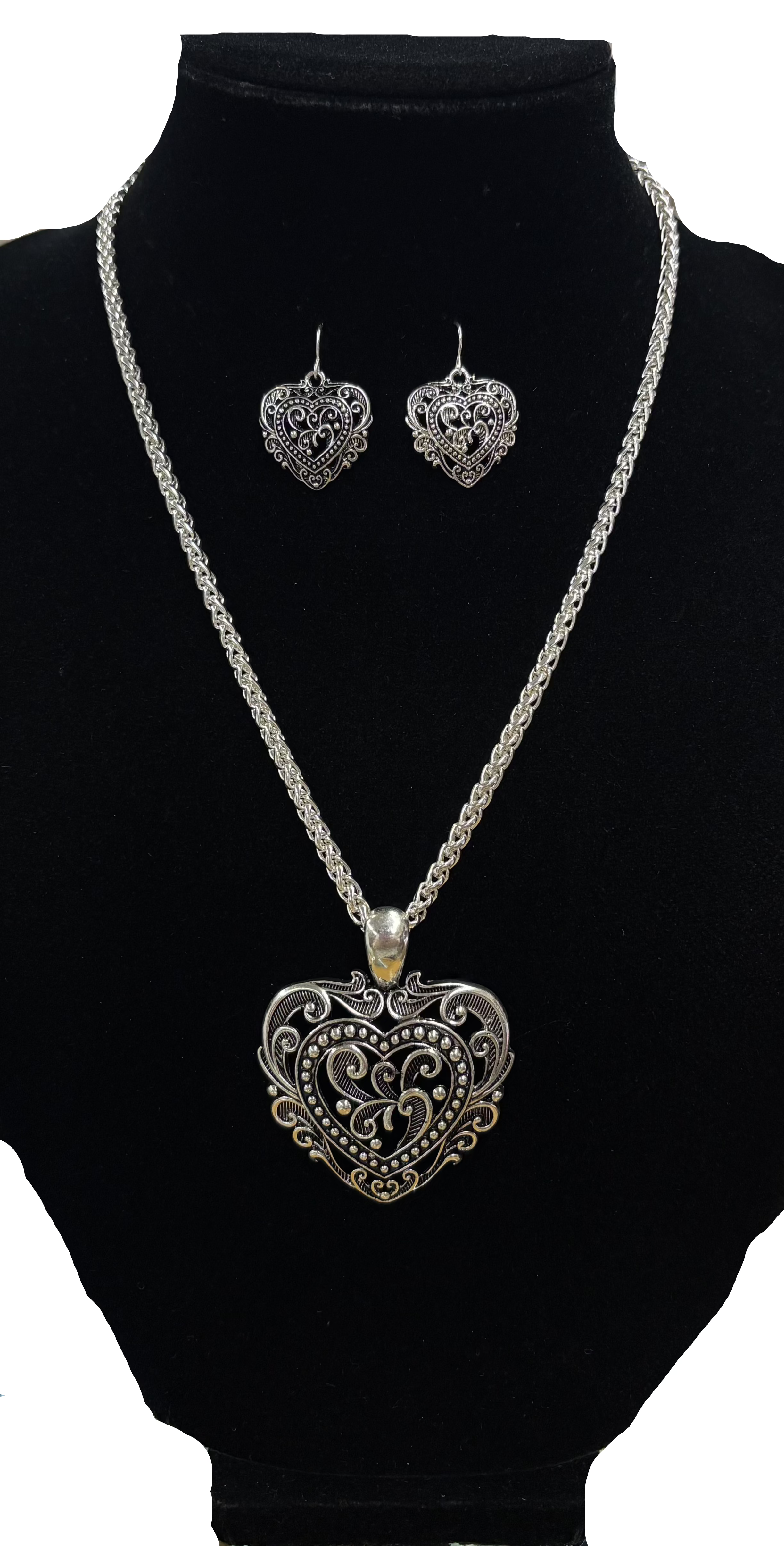 Blazin Roxx Filigree Heart Necklace Set