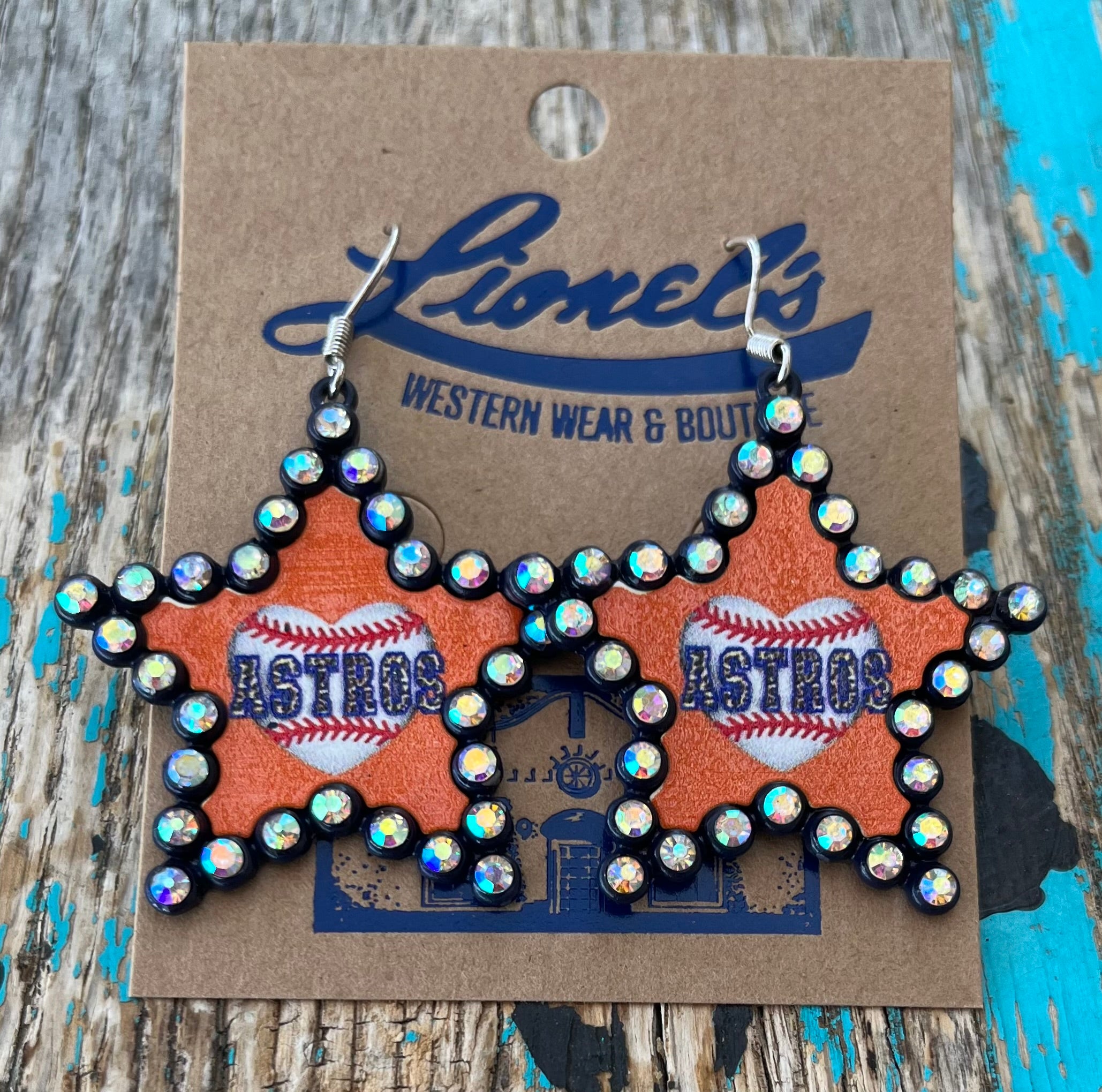 Glossy Acrylic Earrings- Astros Orange & Royal Glitter Star Stud – The  Silver Strawberry