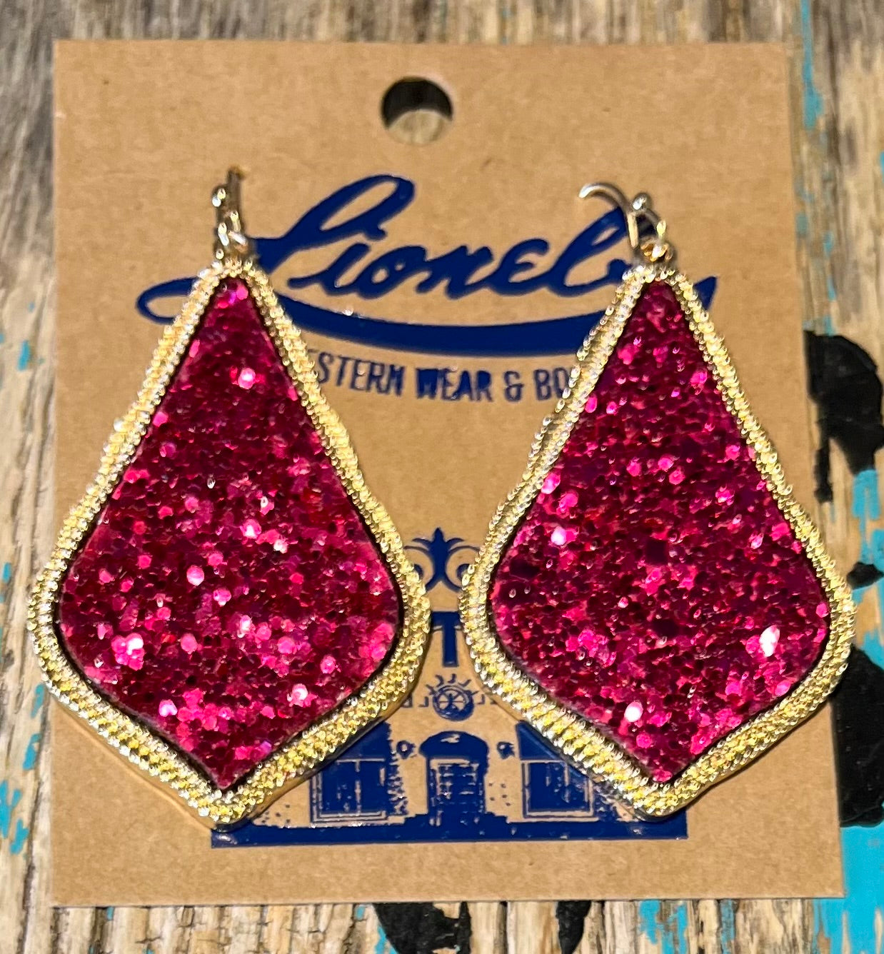 Fuchsia Glitter Designer Look Earrings/Gold