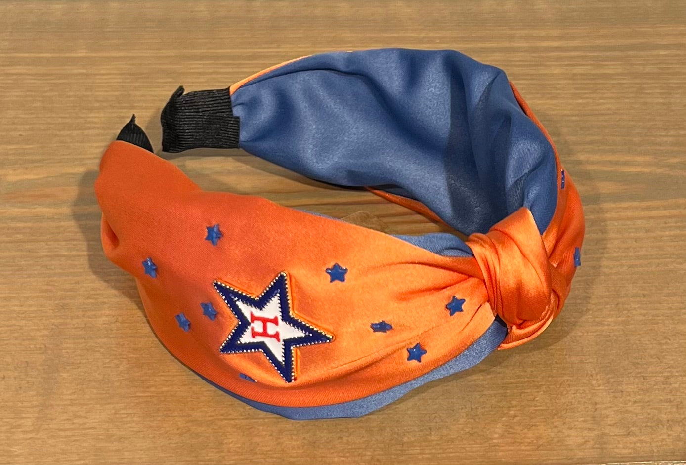 Orange & Navy Astro's Headband w/ Navy Stars