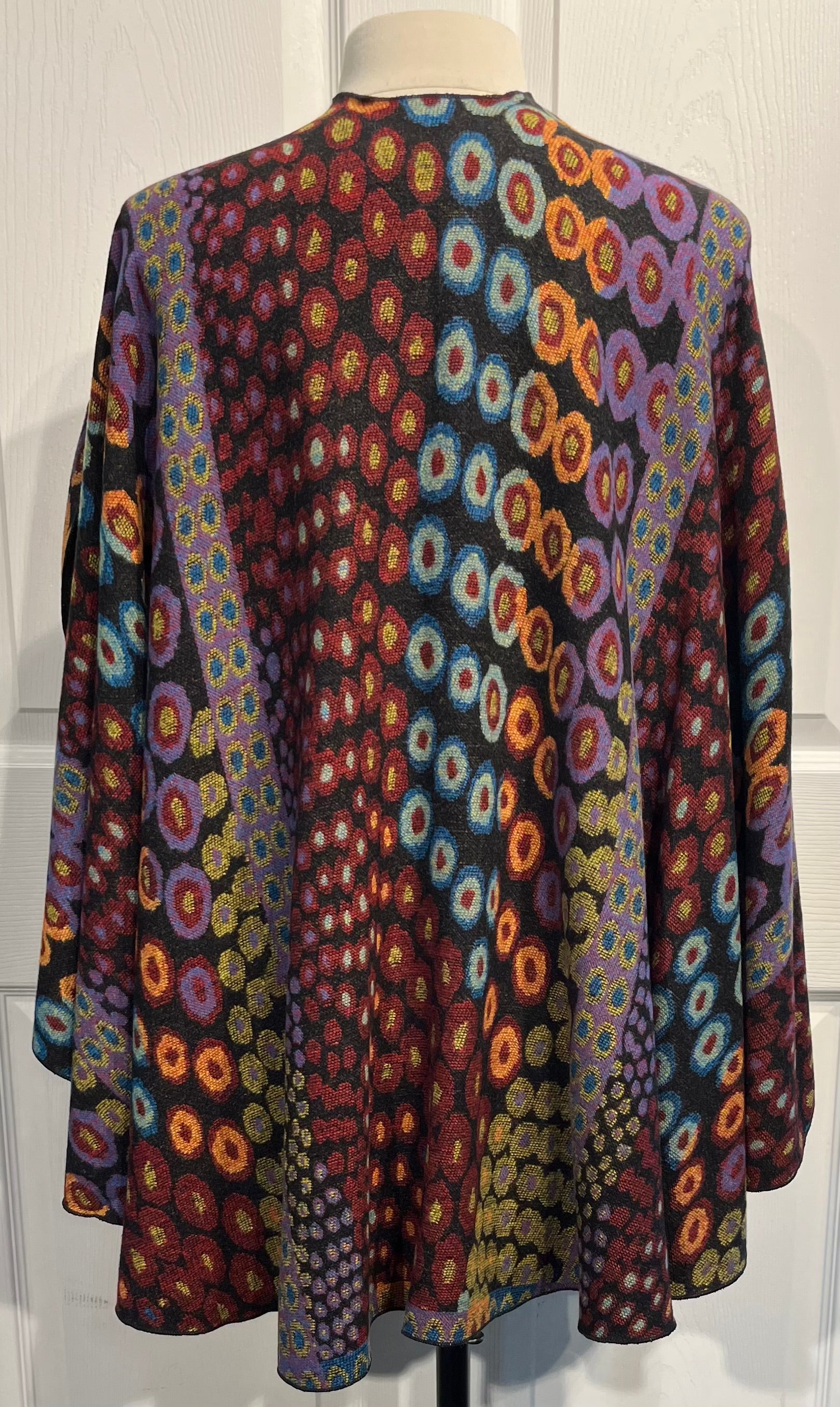 Black w/ Multi Color Circles Reversible Cashmere Shawl