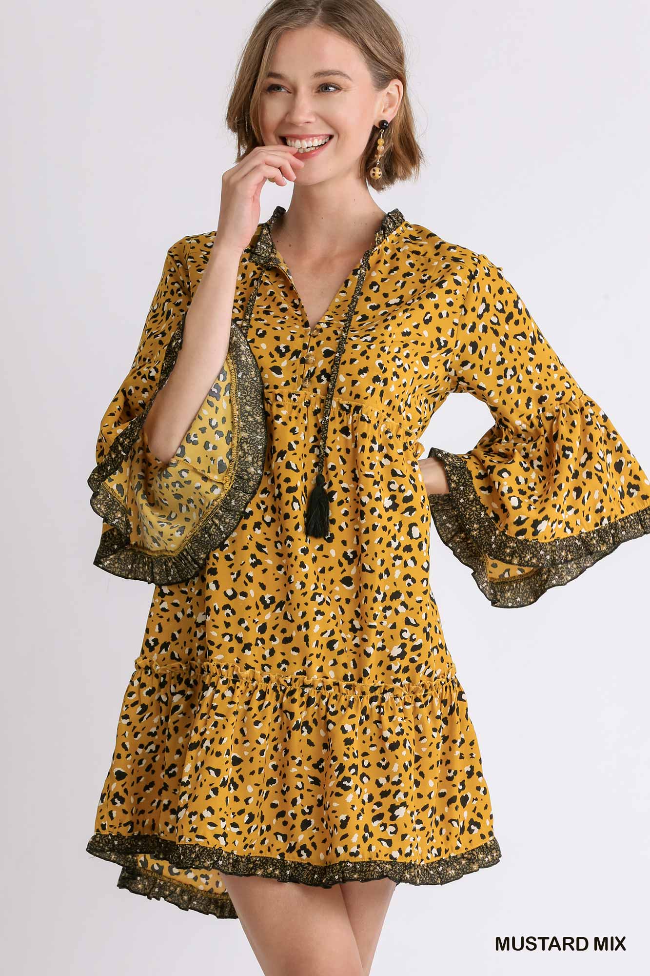 Tassel tie leopard print sale dress