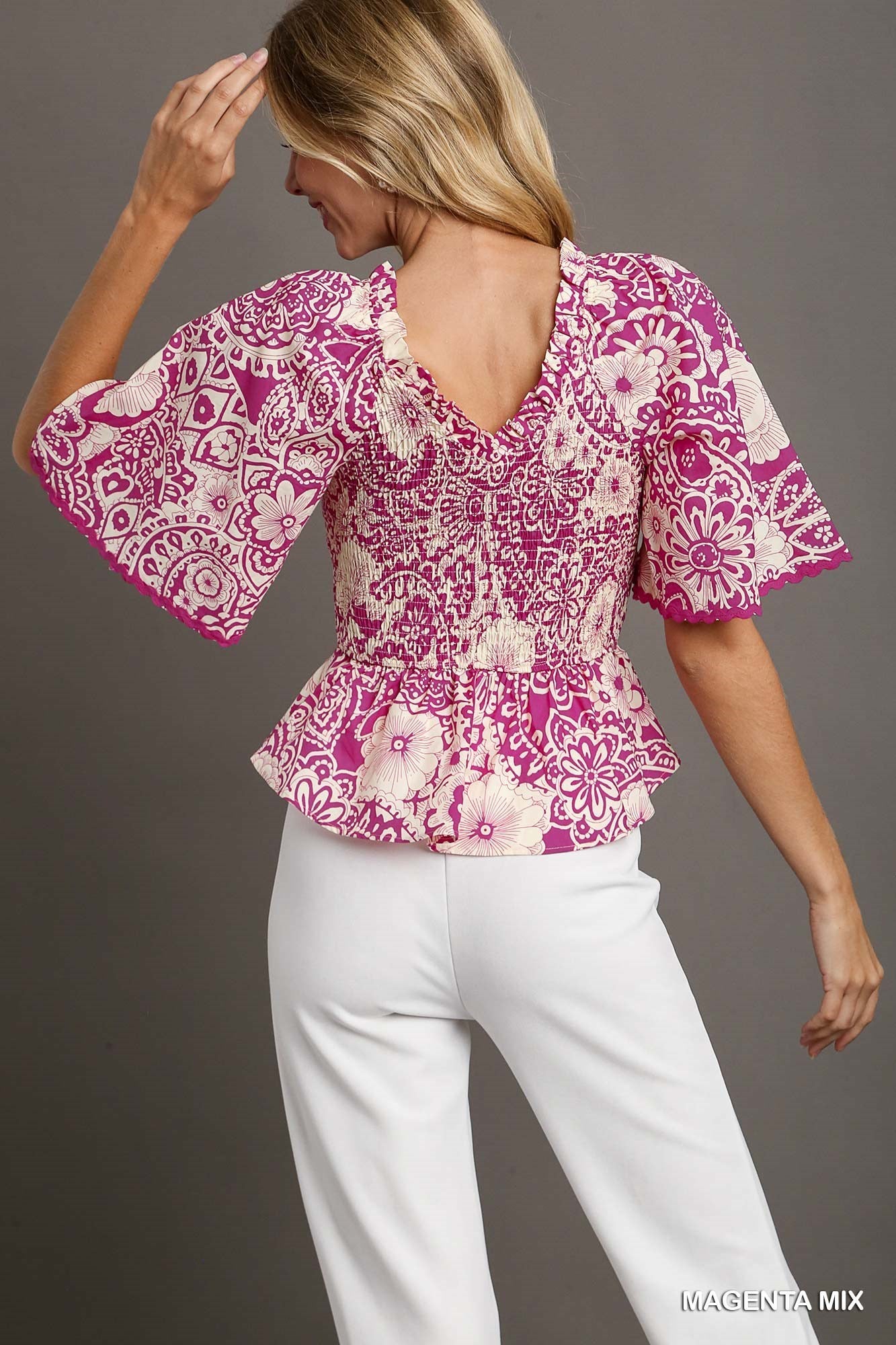 Magenta Paisley Print Top