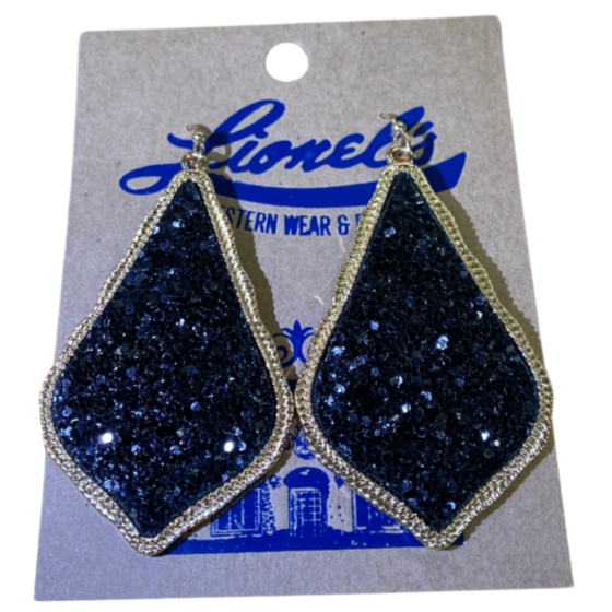 Black Glitter Designer Look Earrings/Gold