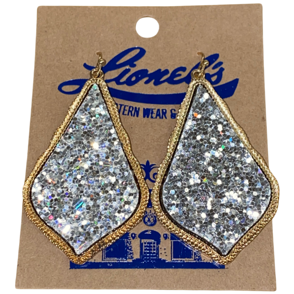 Silver Glitter Designer Look Earrings/Gold