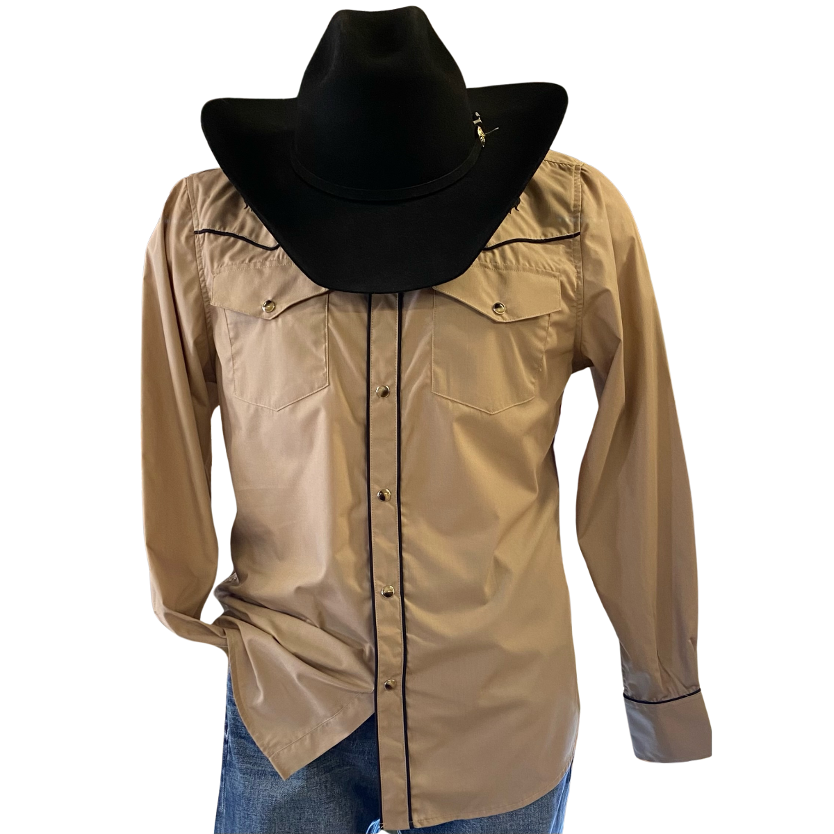 Men's Khaki Horse Embroidery Western Shirt