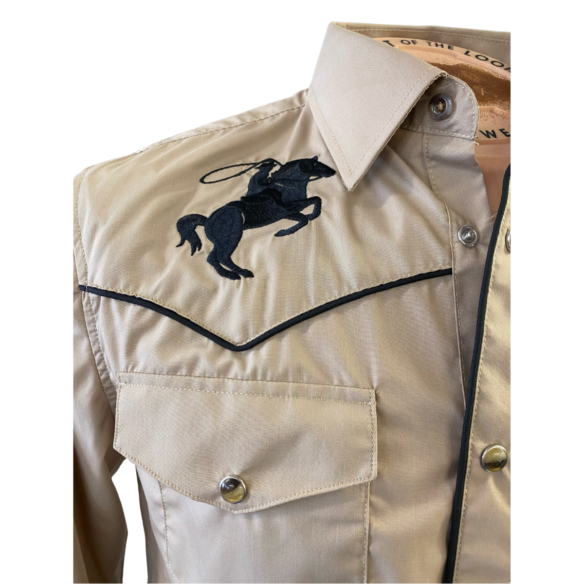 Men's Khaki Horse Embroidery Western Shirt