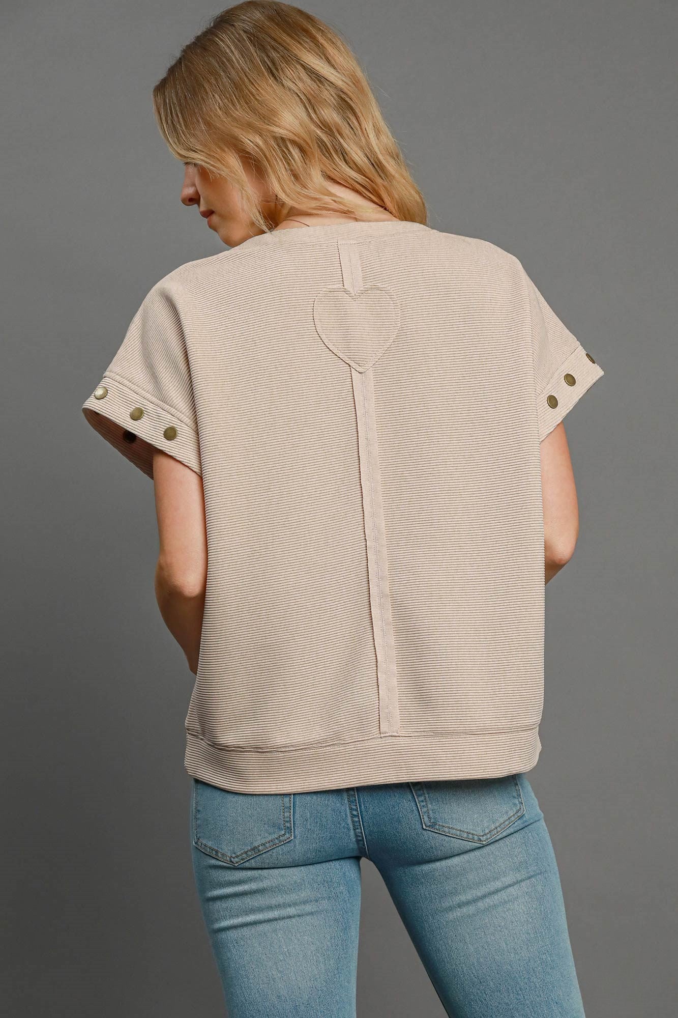 Stone Ribbed Knit Cap Sleeve Top