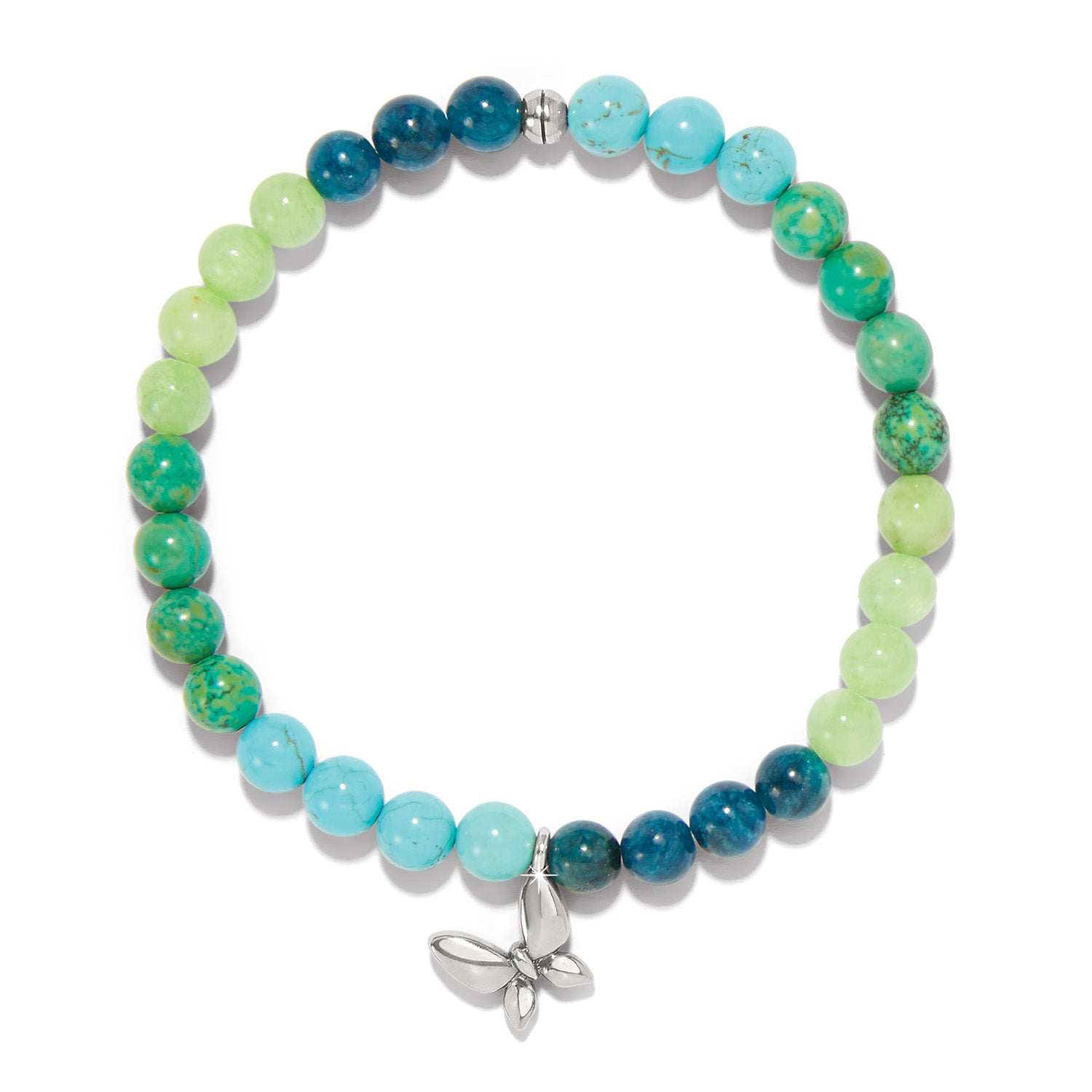 Enchanting Butterfly Stretch Bracelet/Silver/Green