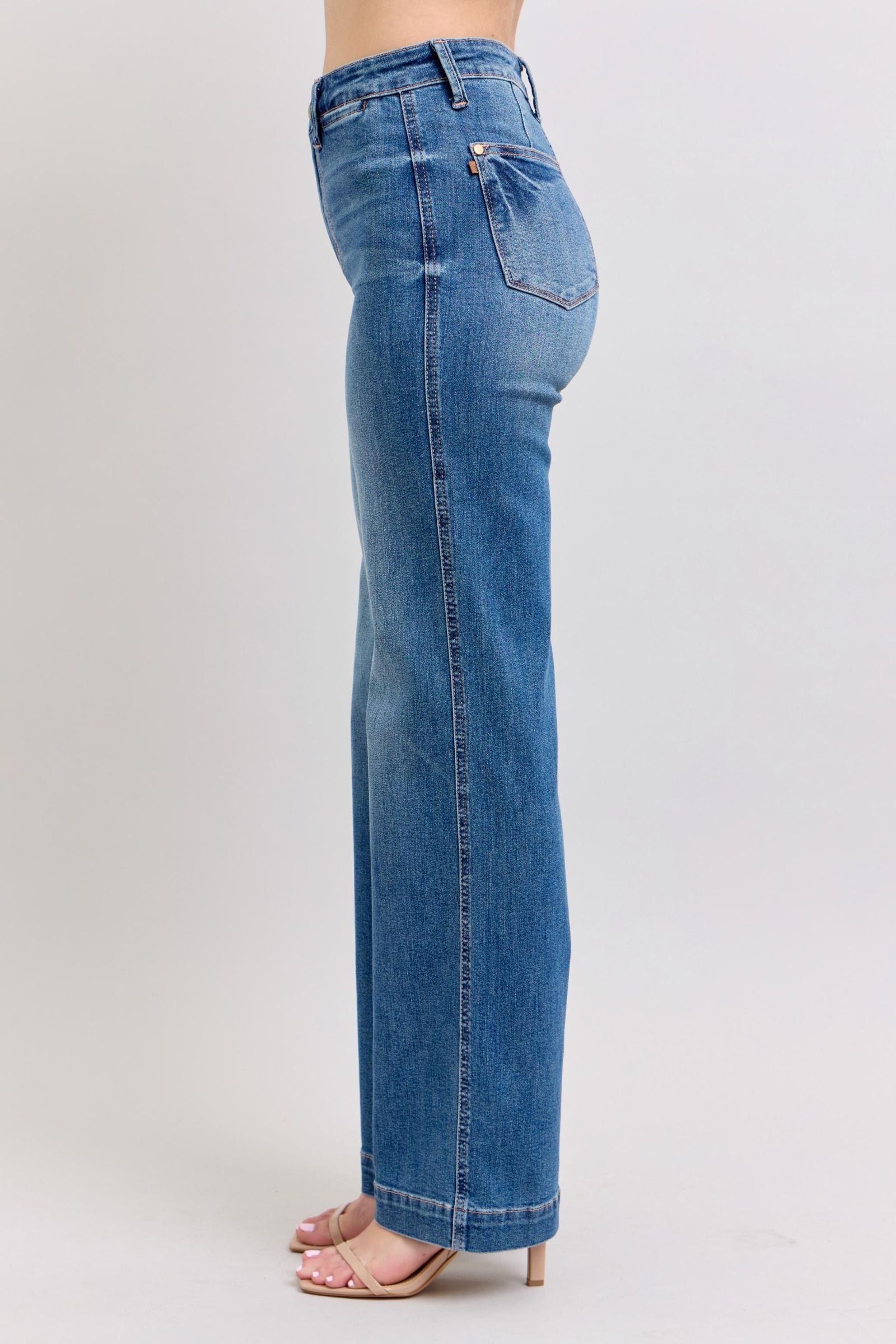 Judy Blue High Waist Contrast Thread Straight Jeans