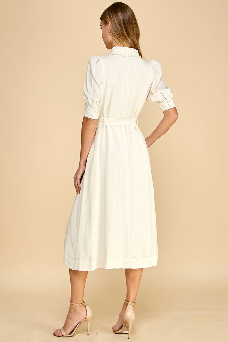 Cream Button Up Midi Dress