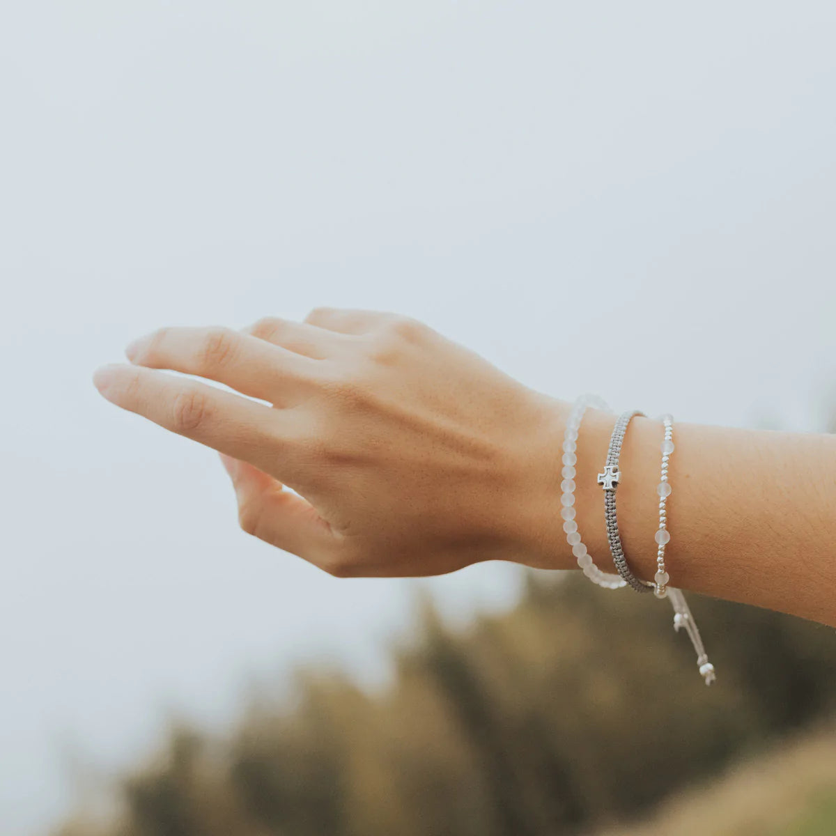 Be Still Prayer Bracelet-Frosted Quartz/Gold