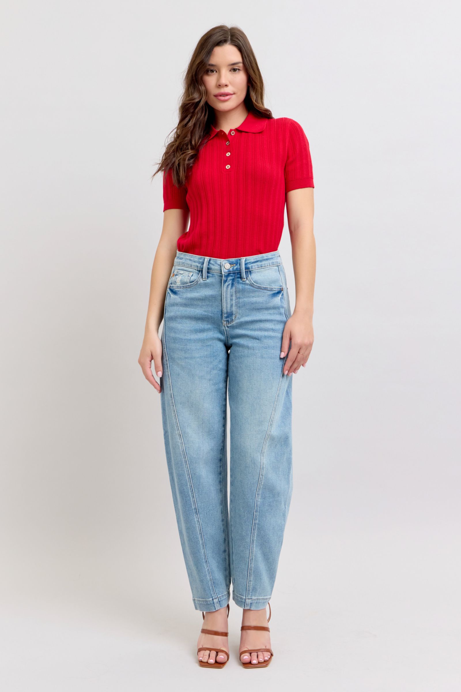 Judy Blue High Waist Side Panel Barrel Leg Jeans