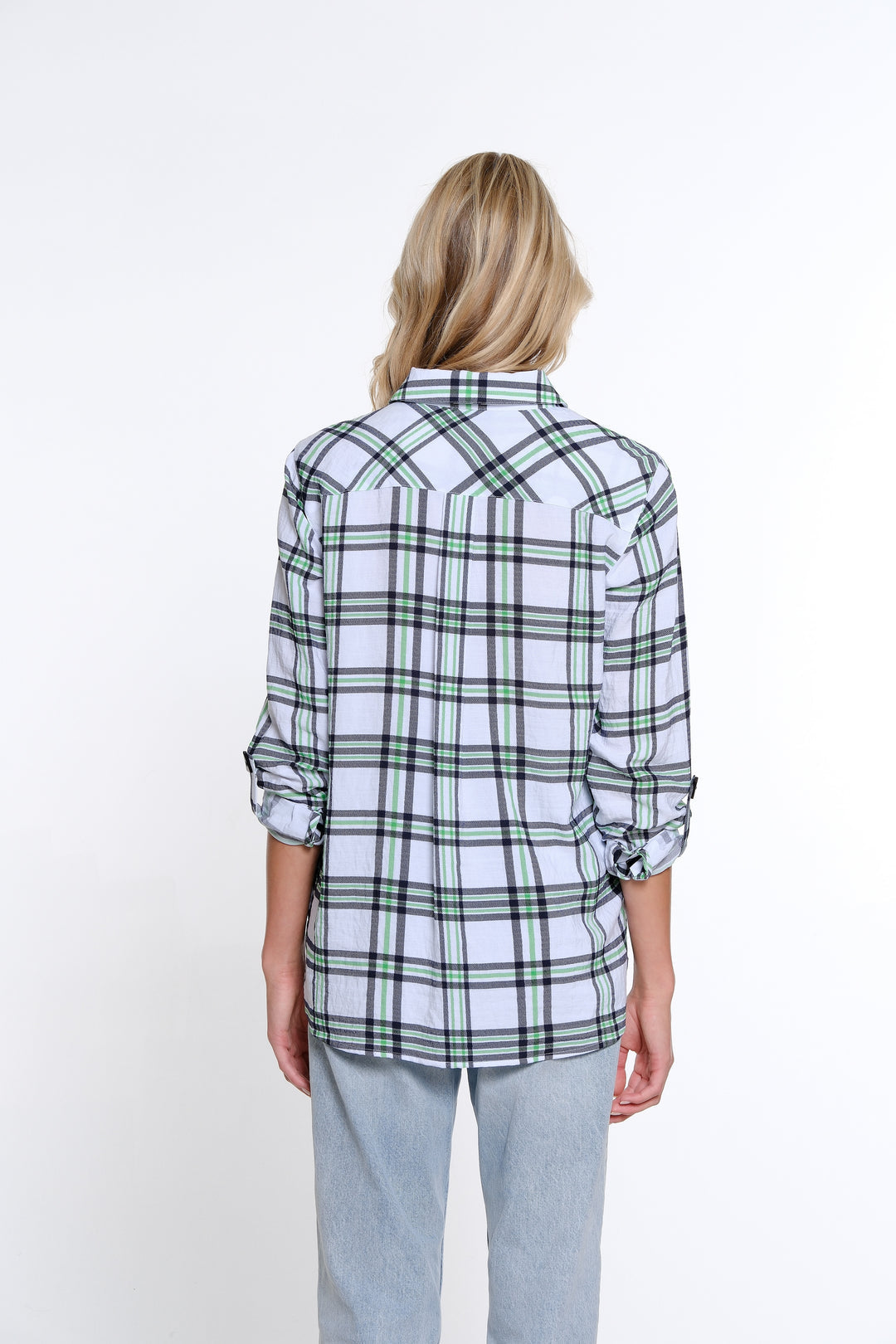 Classic Plaid Roll-Tab Long Sleeve Shirt by Multiples