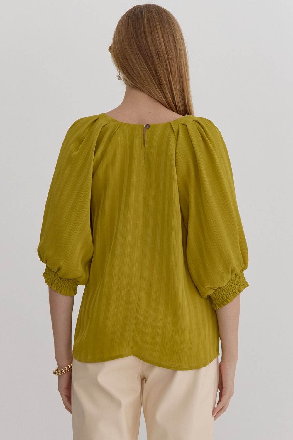 Dijon Textured Top w/ Detailed Sleeves