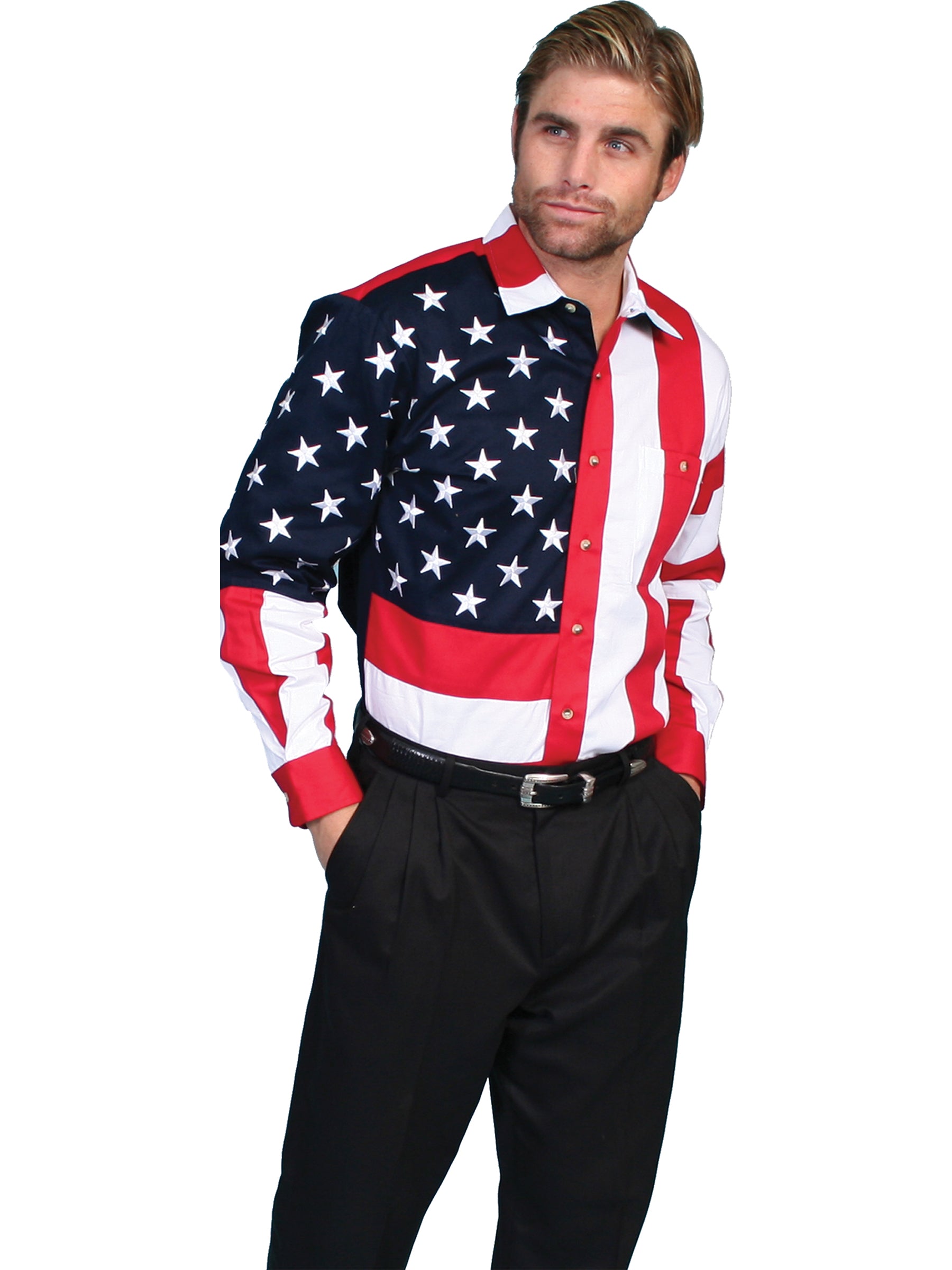 American Flag Long Sleeve Western Shirt By Scully