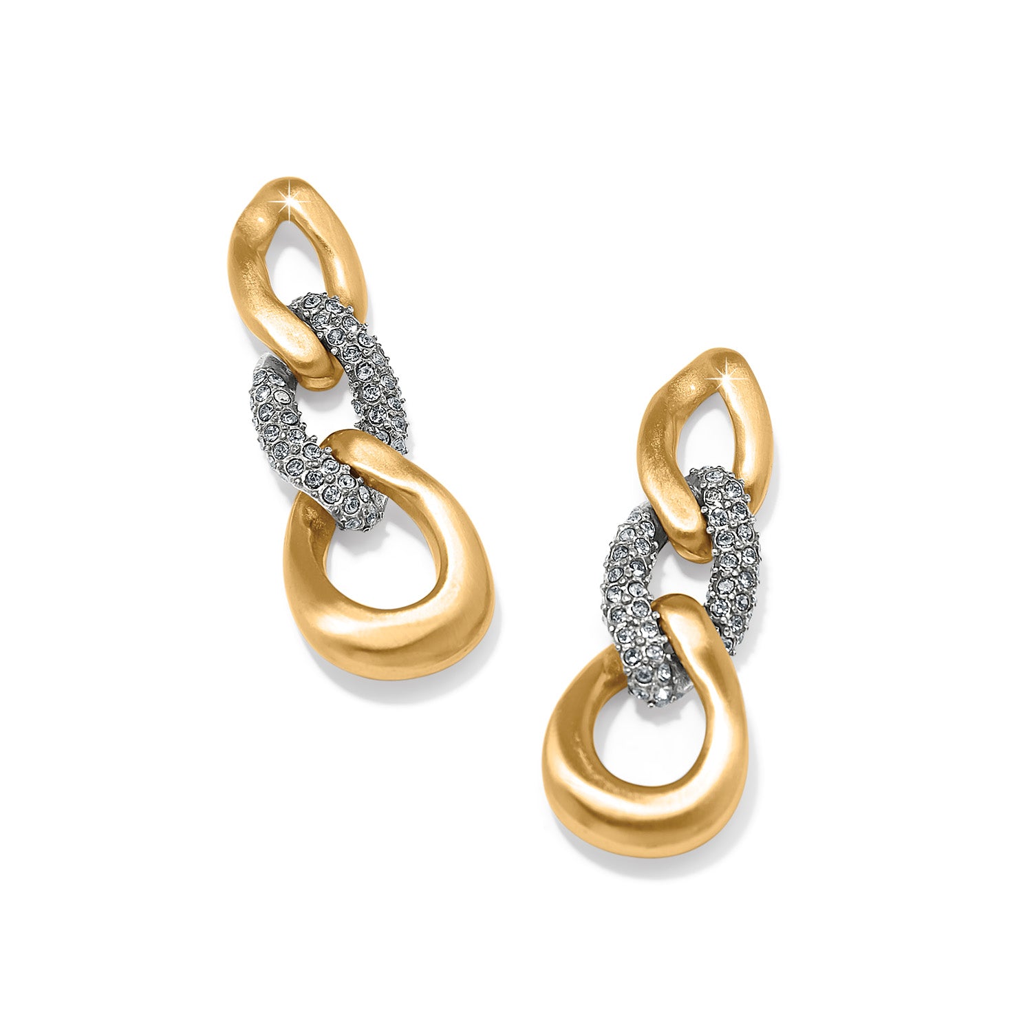 Cleo Pave Link Post Drop Earrings/Gold