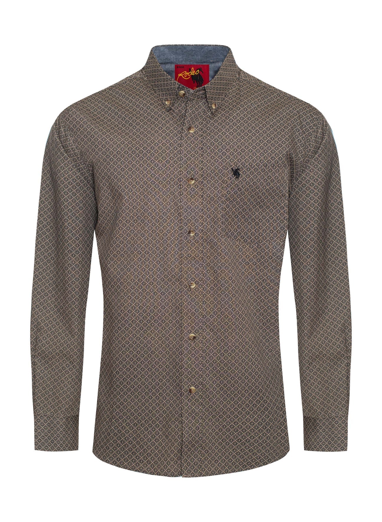 Men's Taupe Diamond Pattern  Poplin Shirt