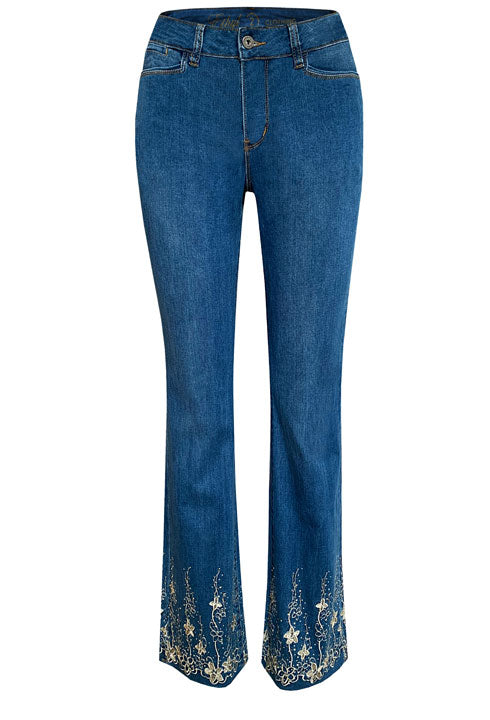 Bootcut Floral Embroidered Jeans by Ethyl