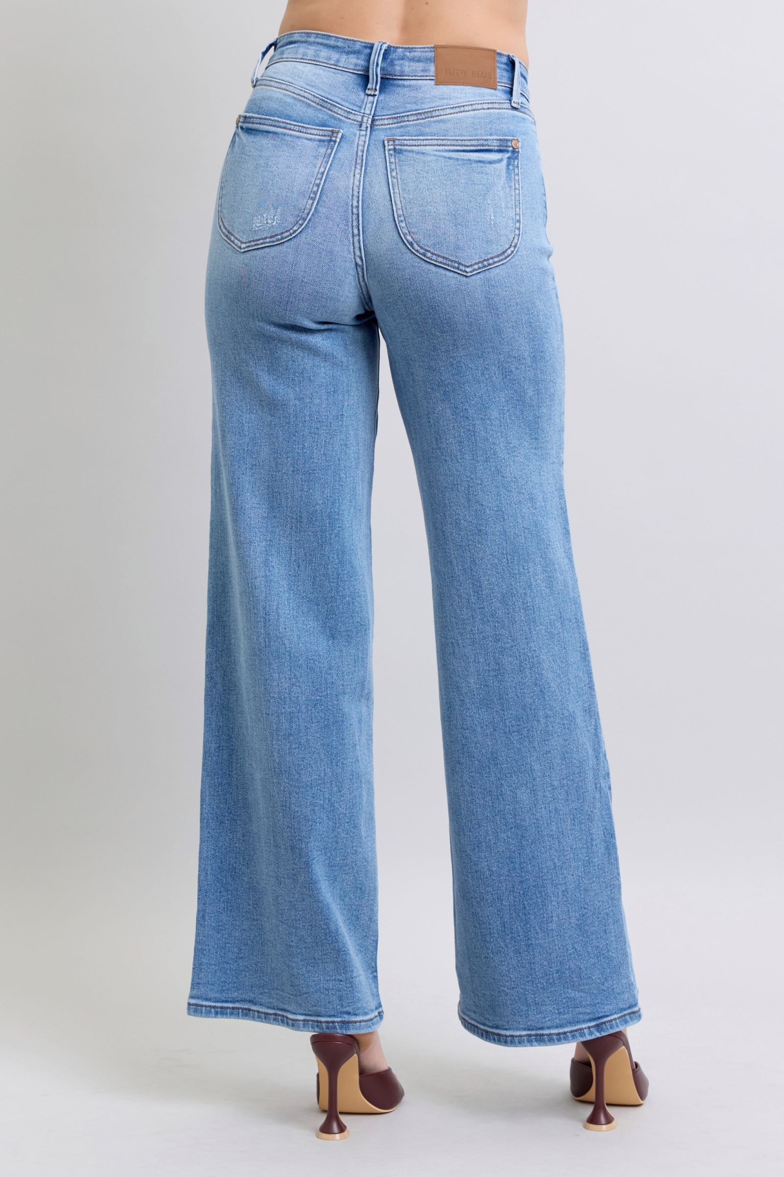 Judy Blue High Waist Vintage Wash Retro Wide Leg Jeans