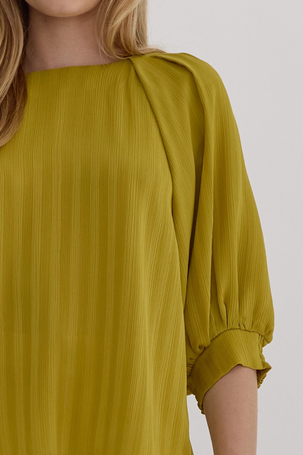 Dijon Textured Top w/ Detailed Sleeves