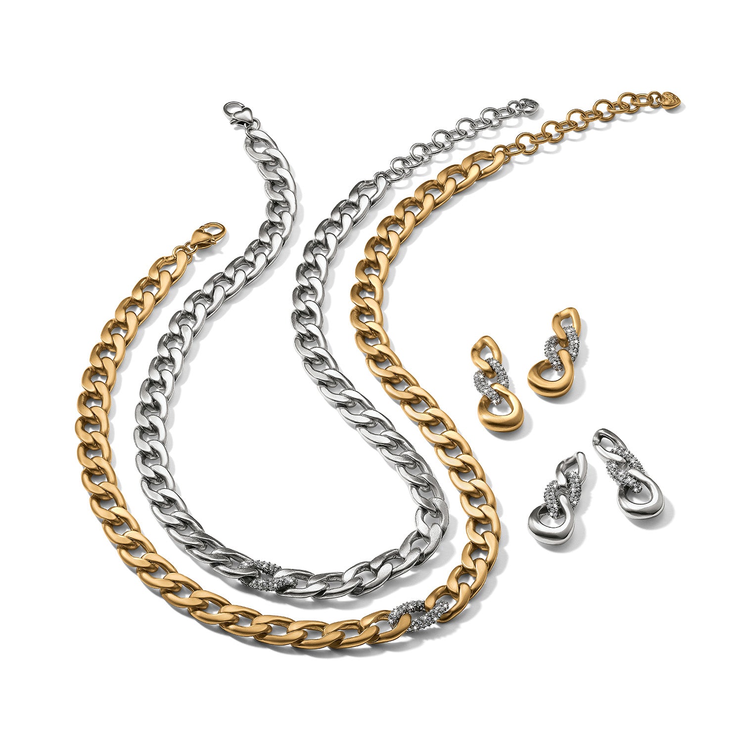 Cleo Pave Link Necklace/Silver