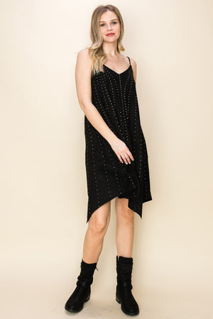 Black Ultra Suede Shark Bite Hem Slip Dress