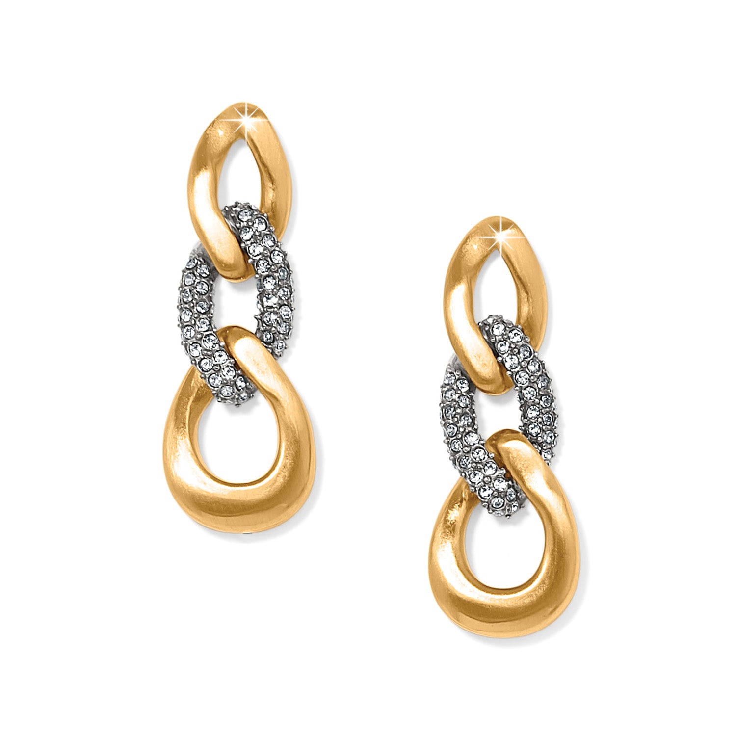 Cleo Pave Link Post Drop Earrings/Gold