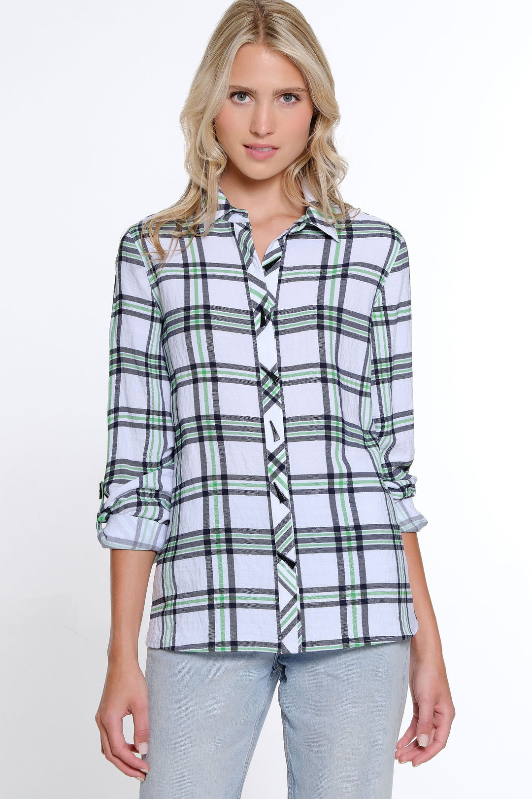 Classic Plaid Roll-Tab Long Sleeve Shirt by Multiples