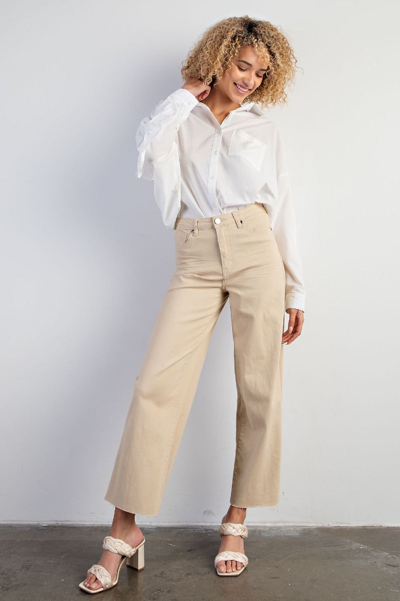 Khaki Soft Stretch Twill High Waisted Pants